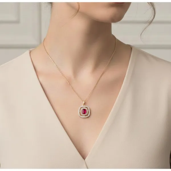 Gold_Stainless_Steel_Ruby_Stone_Double_Halo_Pendant_Necklace_For_Women_(PNSS-15C)