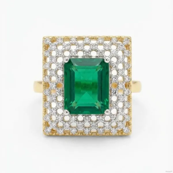 Gold_Stainless_Steel_Emerald_Cut_Green_Stone_Cubic_Zirconia_Ring_For_Women_(RGSS-09A)