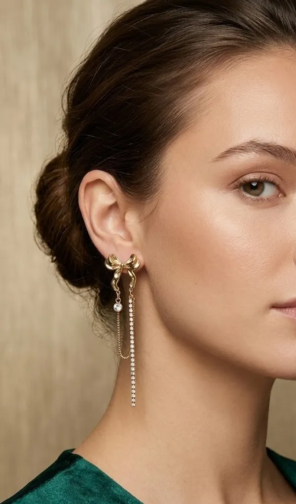 Gold_Stainless_Steel_Bow_Crystal_Drop_Earrings_For_Women_(ERSS-43)