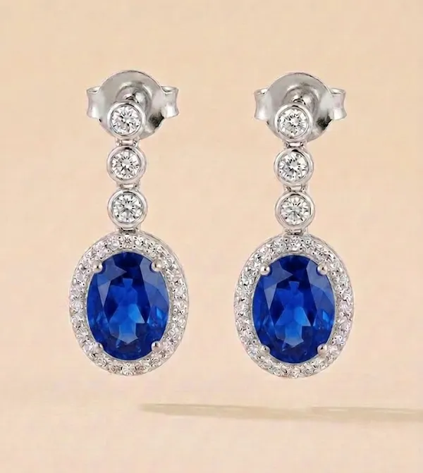 Gold_Metal_Oval_Sapphire_Diamond_Halo_Drop_Earrings_For_Women_(ERAD-01E)