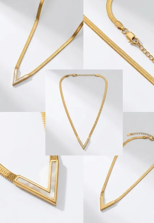 Gold_Stainless_Steel_V_Shape_Herringbone_Chain_Pendant_Necklace_For_Women_(PNSS-31)