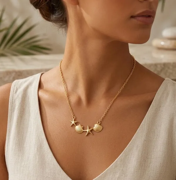 Gold_Stainless_Steel_Shell_Starfish_Charm_Pendant_Necklace_For_Women_(PNSS-55)