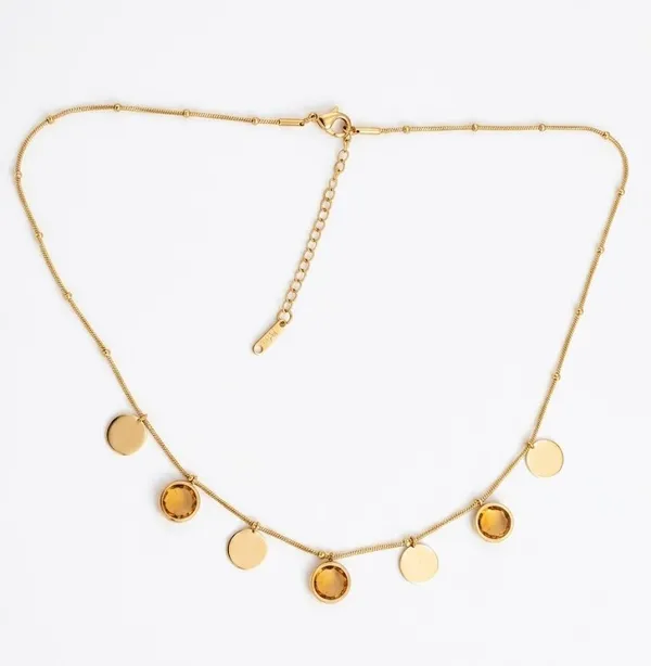 Gold_Plated_Amber_Stone_Disc_Charm_Pendant_Necklace_For_Women_(PNSS-45B)
