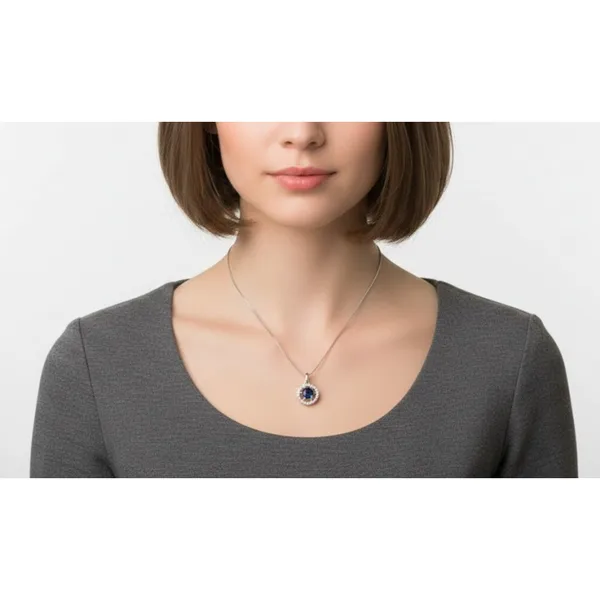 Silver_Stainless_Steel_Blue_Sapphire_Halo_Pendant_Necklace_For_Women_(PNSS-08A)