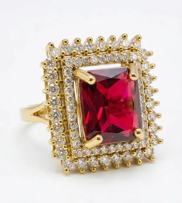 Gold_Stainless_Steel_Ruby_Stone_Double_Halo_Square_Ring_For_Women_(RGSS-32B)