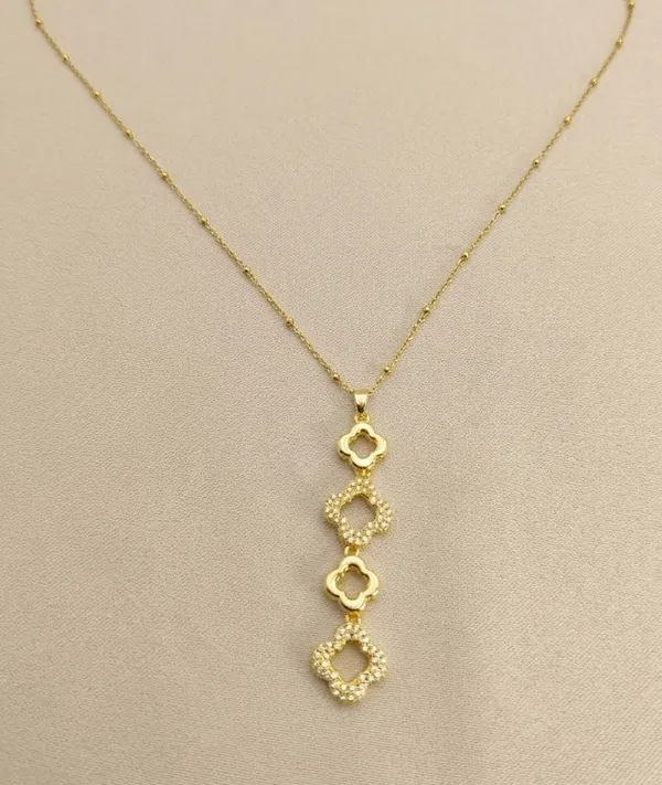 Gold_Stainless_Steel_Four_Clover_Drop_Pendant_Necklace_For_Women_(PNSS-30)