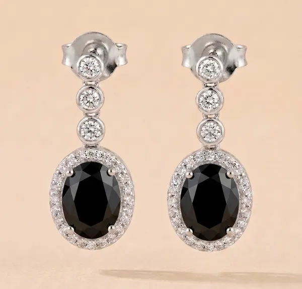 Silver_Metal_Black_Onyx_Crystal_Halo_Drop_Earrings_For_Women_(ERAD-01F)