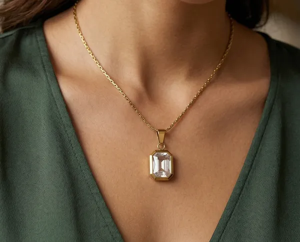 Gold_Stainless_Steel_Emerald_Cut_Crystal_Pendant_Necklace_For_Women_(PNSS-28B)