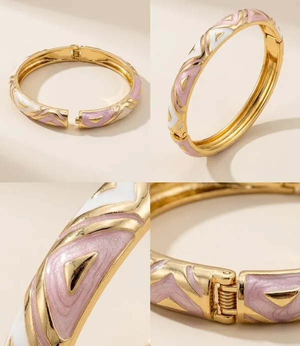 Gold_Metal_Enamel_Twisted_Bangle_Bracelet_For_Women_(BRENCF-03B)