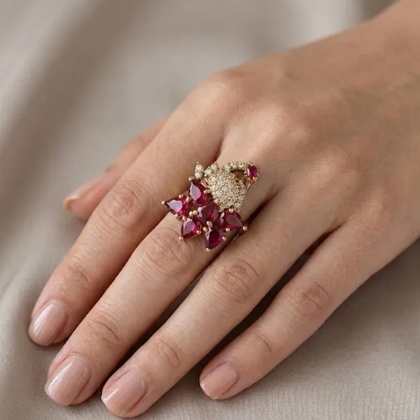 Gold_Plated_Ruby_Cluster_Zirconia_Accent_Adjustable_Ring_For_Women_(RGSS-30B)