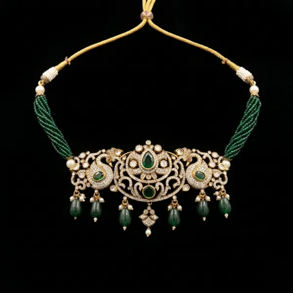 Royal_Emerald_Peacock_Polki_Choker_Set