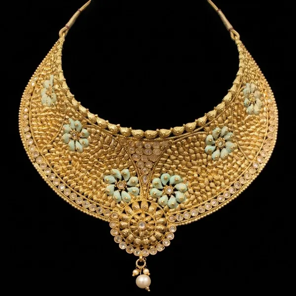 Antique_Gold-Plated_Mint_Meenakari_Bridal_Choker_Set