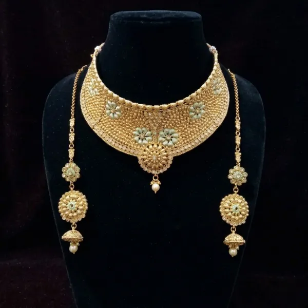 Antique_Gold-Plated_Mint_Meenakari_Bridal_Choker_Set