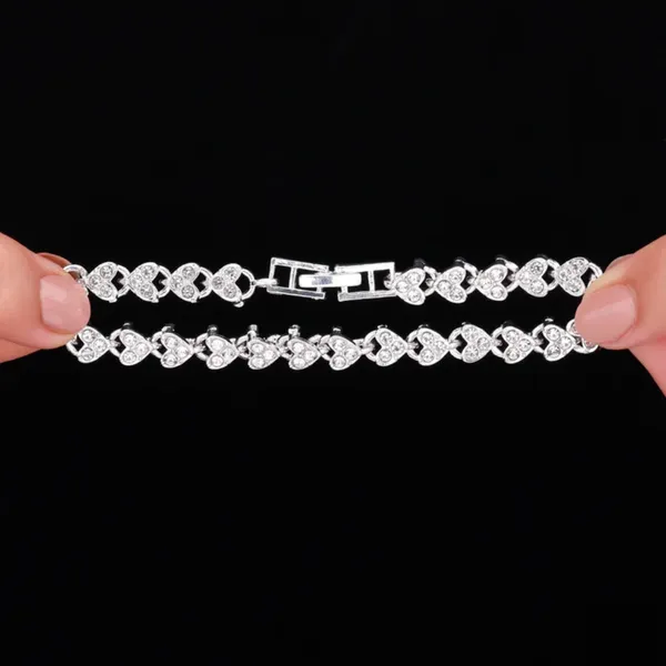 Dazzling_Silver_Heart-Link_Tennis_Bracelet