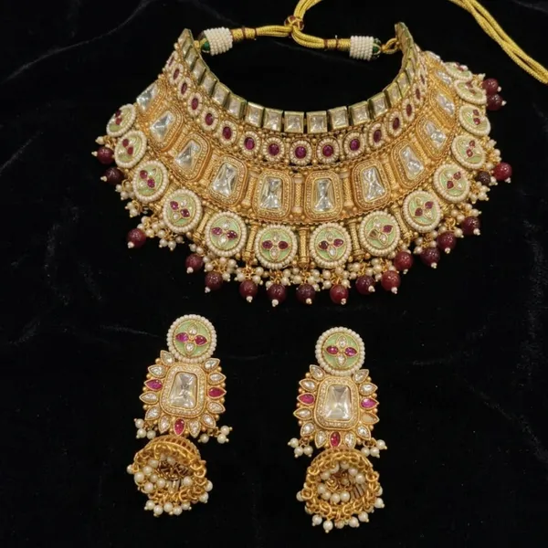Zoya_Meenakari_&_Kundan_Bridal_Choker_Set_With_Matching_Jhumkas