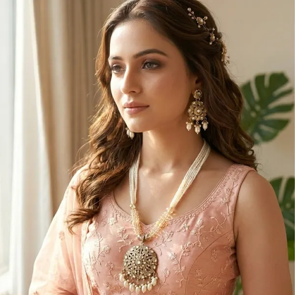 Aadhya_Kundan_&_Multi-Strand_Pearl_Necklace_With_Statement_Earrings