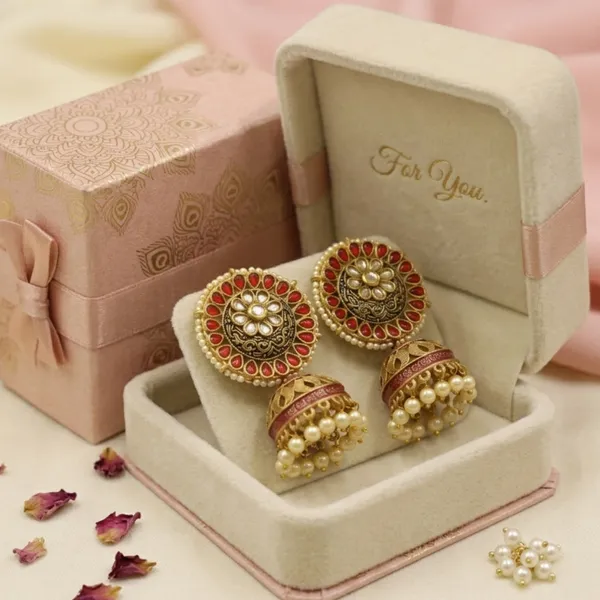 Antique_Gold-Plated_Ruby_&_Pearl_Jhumka_Earrings