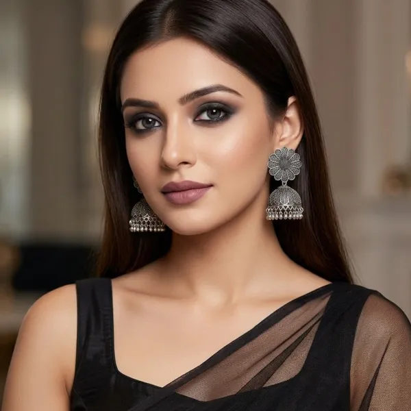 Oxidized_Silver-Toned_Floral_Mandala_Jhumkas