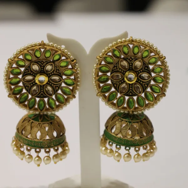 Lime_Green_&_Gold_Meenakari_Jhumkas