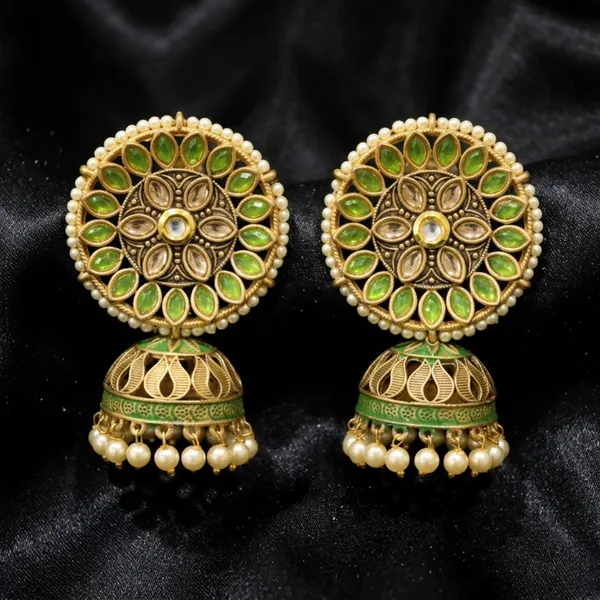 Lime_Green_&_Gold_Meenakari_Jhumkas