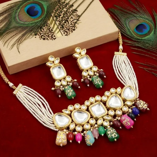 Polki_Kundan_Multi-Color_Choker_Set