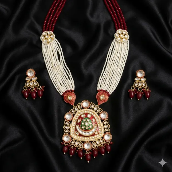 Heritage_Maroon_&_Pearl_Meenakari_Mala_Set