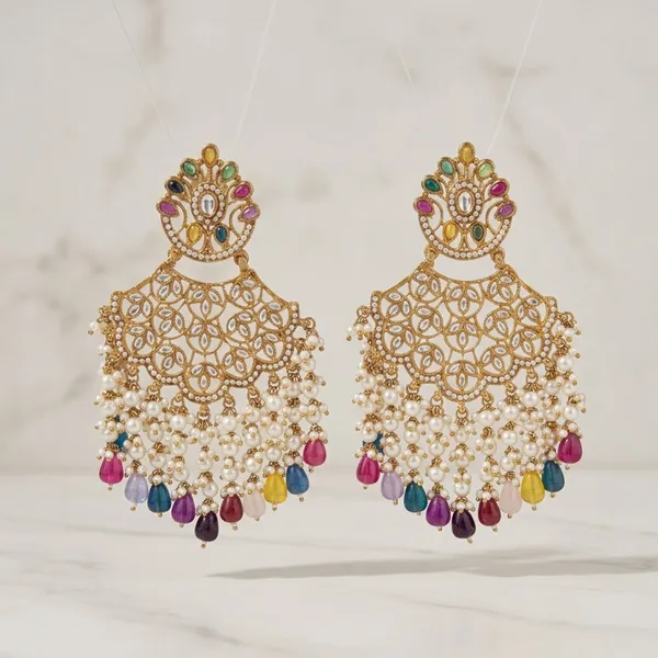 Multicolor_Stone_Chandbali_Earrings_With_Pearl_Droplets