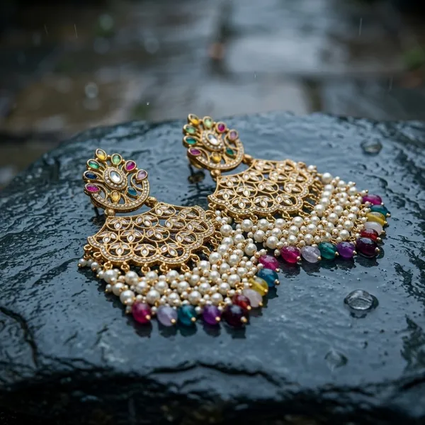 Multicolor_Stone_Chandbali_Earrings_With_Pearl_Droplets