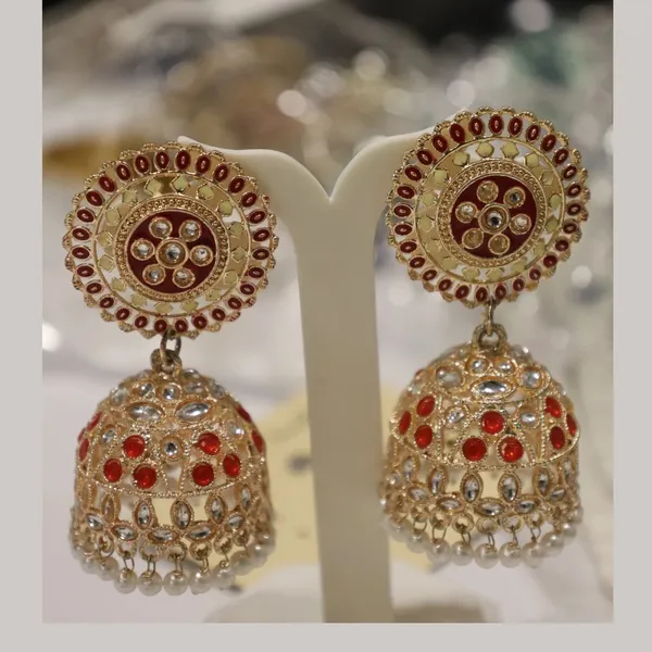 Traditional_Gold-Plated_Red_And_White_Stone_Jhumka