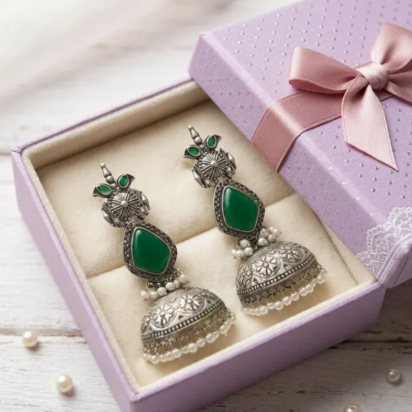 Forest_Bloom_Oxidized_Jhumka_Earrings