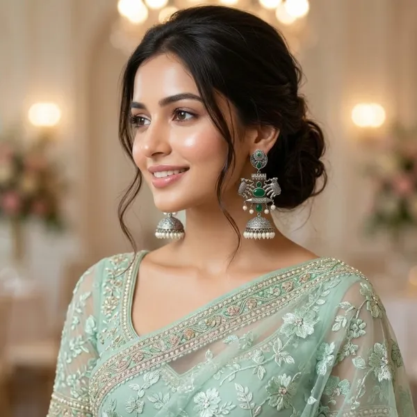Gajraj_Emerald_&_Pearl_Oxidized_Silver_Jhumkas