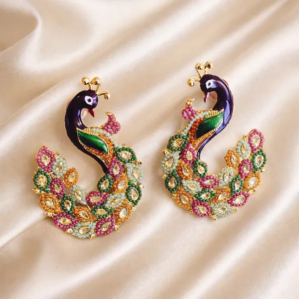Elegant_Peacock_Multicolor_Stone_Earrings