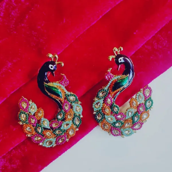 Elegant_Peacock_Multicolor_Stone_Earrings
