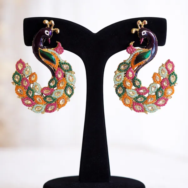 Elegant_Peacock_Multicolor_Stone_Earrings