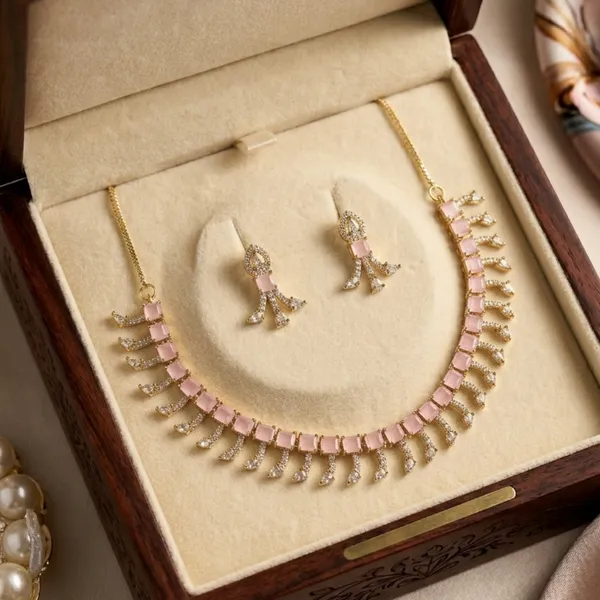 Blush_Pink_Fringe_Necklace_Set
