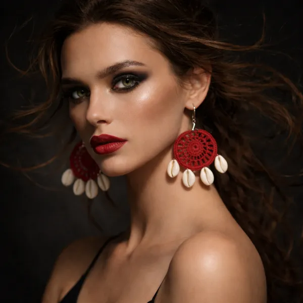 Crimson_Tide_Cowrie_Shell_Crochet_Earrings