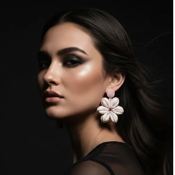Pink_Blossom_Cowrie_Shell_Beaded_Earrings