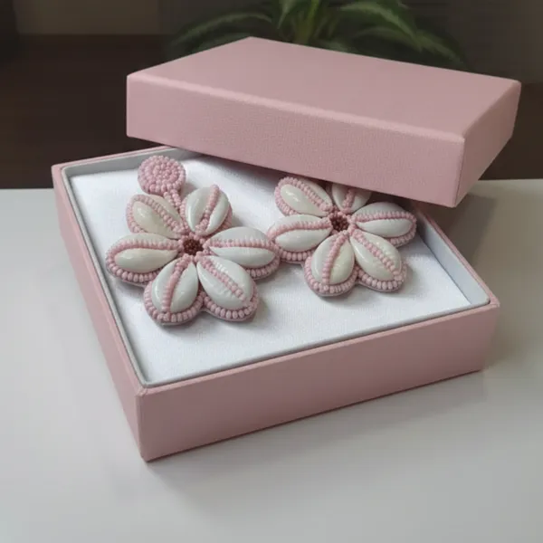 Pink_Blossom_Cowrie_Shell_Beaded_Earrings