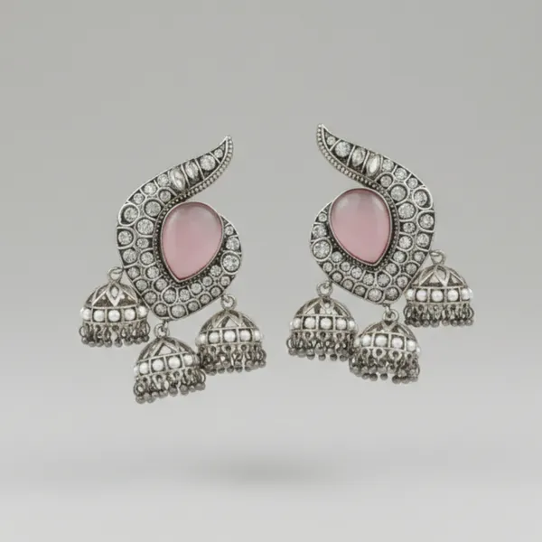 Vintage_Rose_Oxidized_Jhumka_Earrings