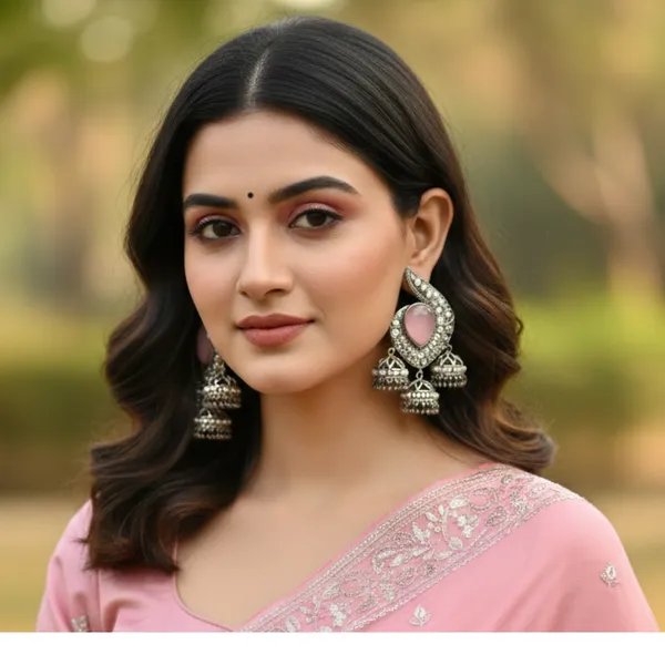 Vintage_Rose_Oxidized_Jhumka_Earrings