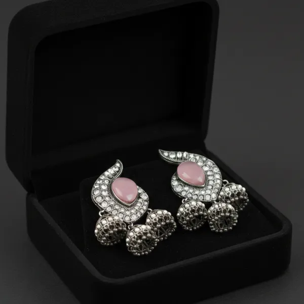 Vintage_Rose_Oxidized_Jhumka_Earrings