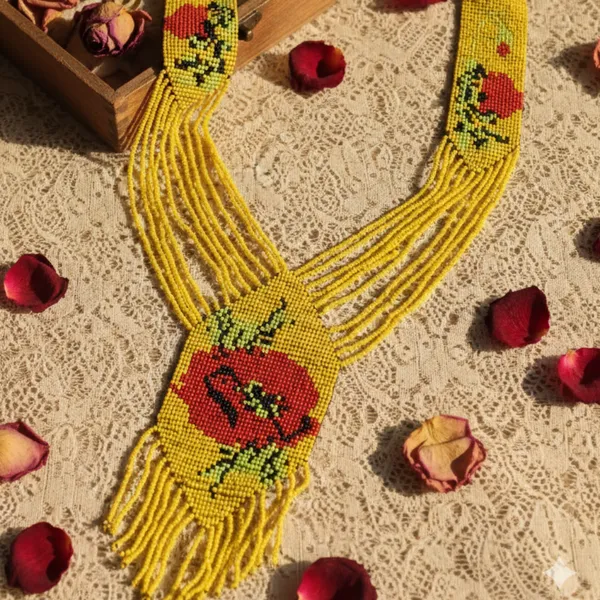 Yellow_Floral_Beaded_Long_Necklace