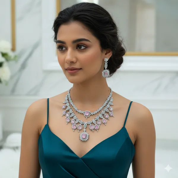 Blush_Royale_Floral_Diamond_Necklace_Set_-Jn117