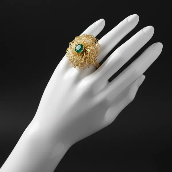 Golden_Wire_Flower_Ring_With_Green_Crystal_-_Jr104