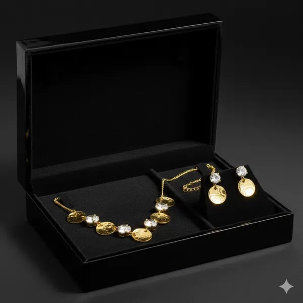 Golden_Disc_&_Crystal_Necklace_Set_-Jn109