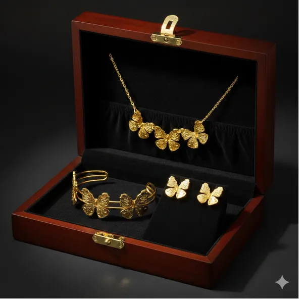 Anti-Tarnish_Imitation_Gold_Butterfly_Necklace,_Bracelet_&_Earrings_Set-_Jn105
