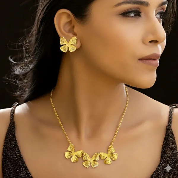 Anti-Tarnish_Imitation_Gold_Butterfly_Necklace,_Bracelet_&_Earrings_Set-_Jn105