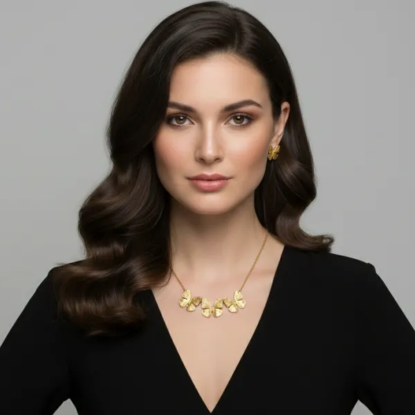 Anti-Tarnish_Imitation_Gold_Butterfly_Necklace,_Bracelet_&_Earrings_Set-_Jn105