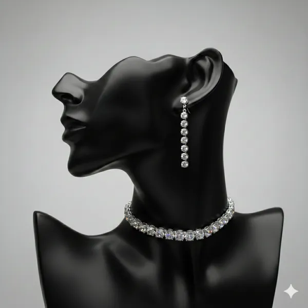 Anti-Tarnish_Imitation_Silver_Crystal_Choker_&_Earring_Set_-Jn104