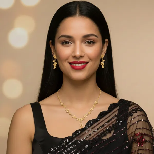 Anti-Tarnish_Imitation_Gold_Vine_Necklace_&_Earring_Set_-Jn101
